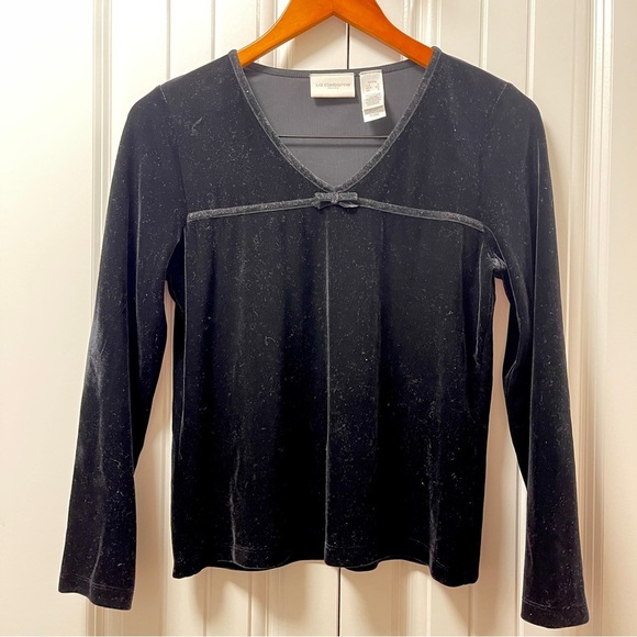 Liz Claiborne Vintage Velvet Long Sleeve Black - SP - Picture 3 of 10